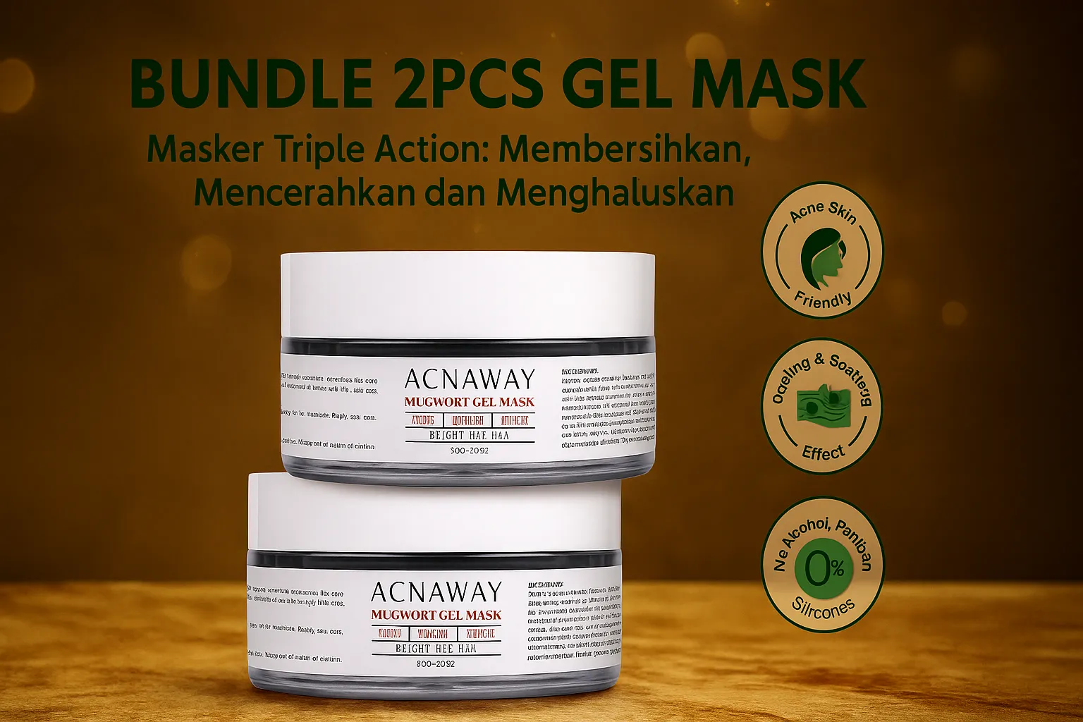 Acnaway Bundle 2 Pcs Mugwort Gel Mask - Masker Gel Mugwort Anti Jerawat