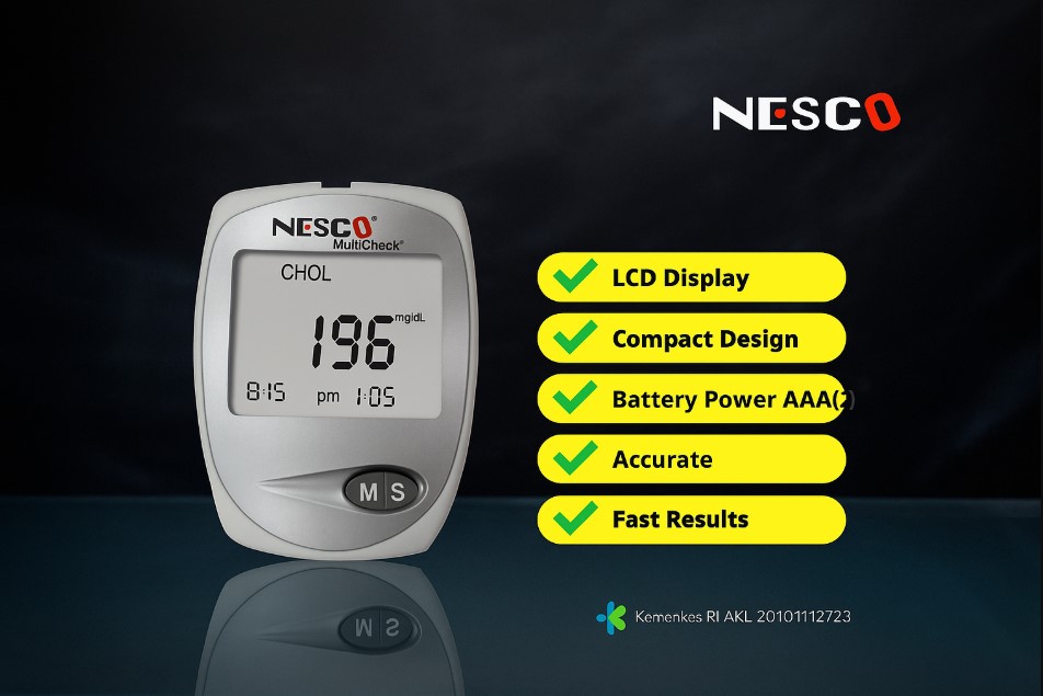 Alat Cek Darah Nesco Multicheck N-01 Kit 3In1 - Gula Darah, Kolesterol, Asam Urat