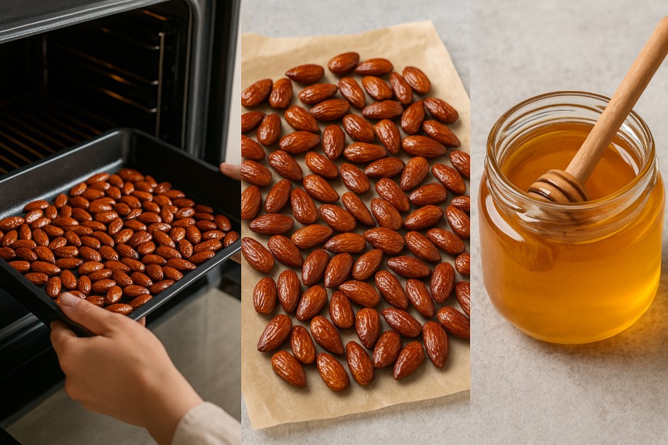 Almond panggang dengan madu yang renyah