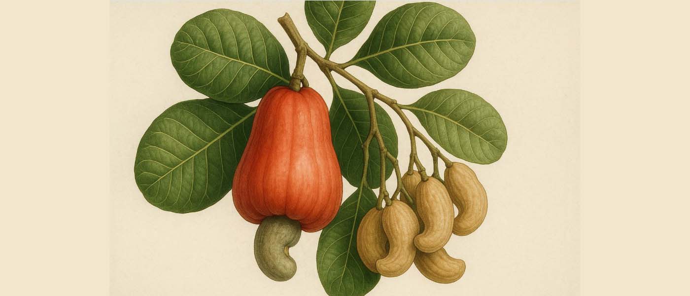 Ilustrasi botani kacang mete