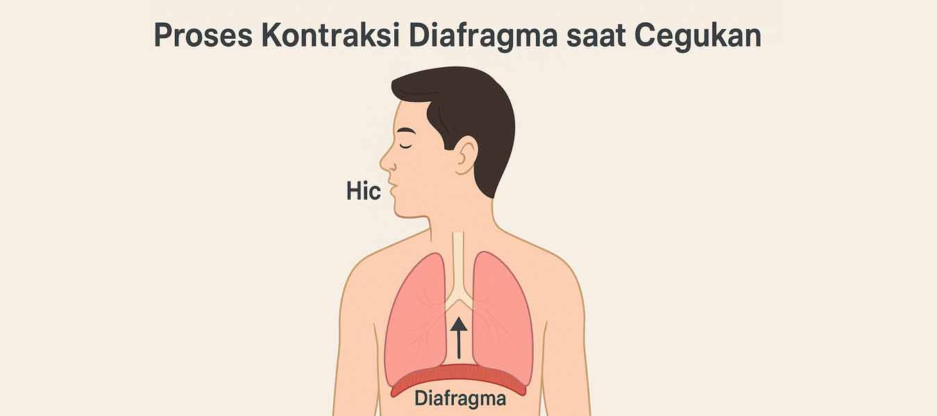 Proses kontraksi diafragma saat cegukan
