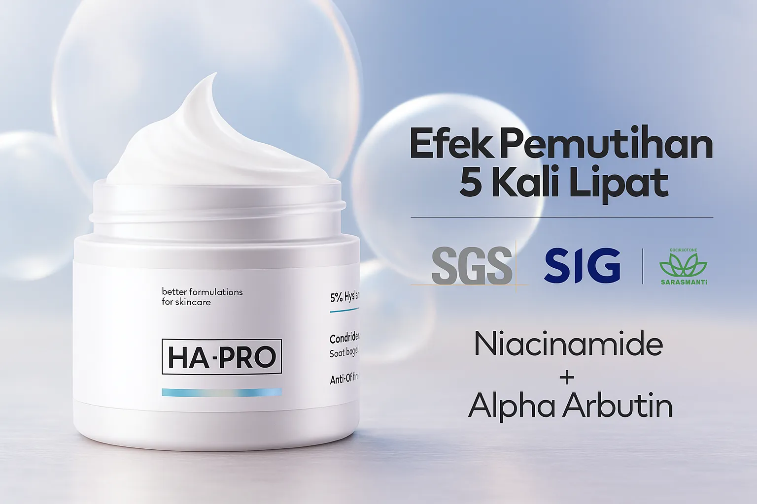 HA Pro Glowing Moisturizer Niacinamide + Alpha Arbutin 30gr