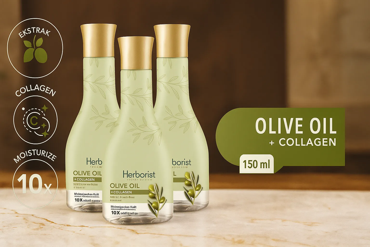 Herborist Minyak Zaitun dengan Collagen 150ml 3 Pack