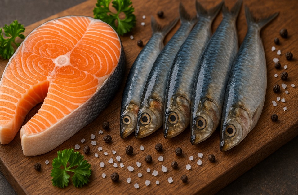 Ikan berlemak seperti salmon dan sarden