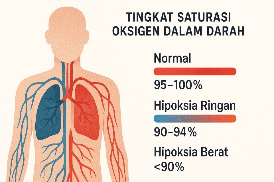 Infografis kisaran saturasi oksigen normal