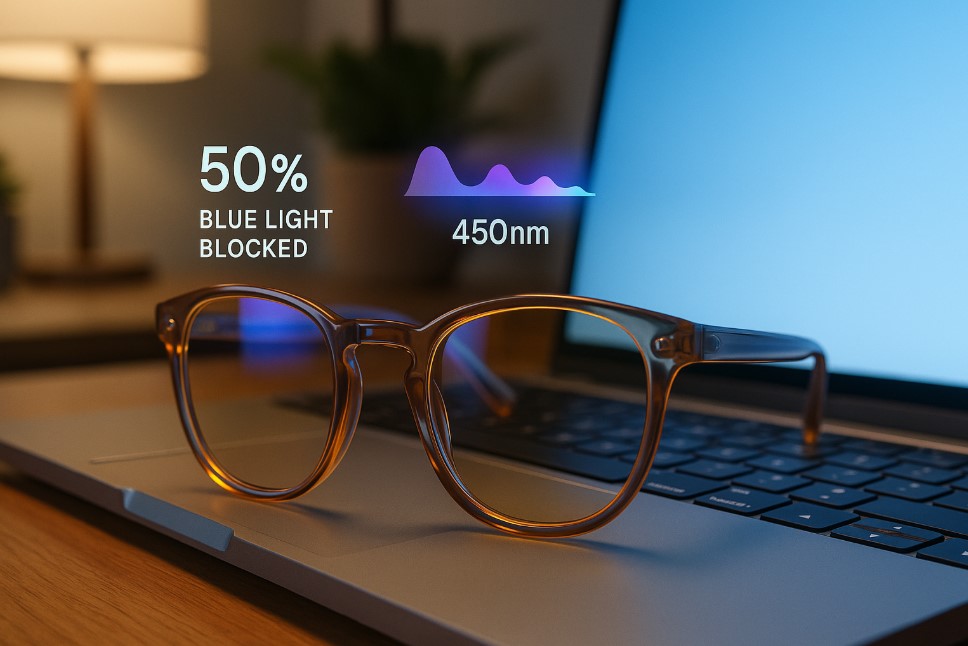 Kacamata dengan blue light filter untuk penggunaan digital