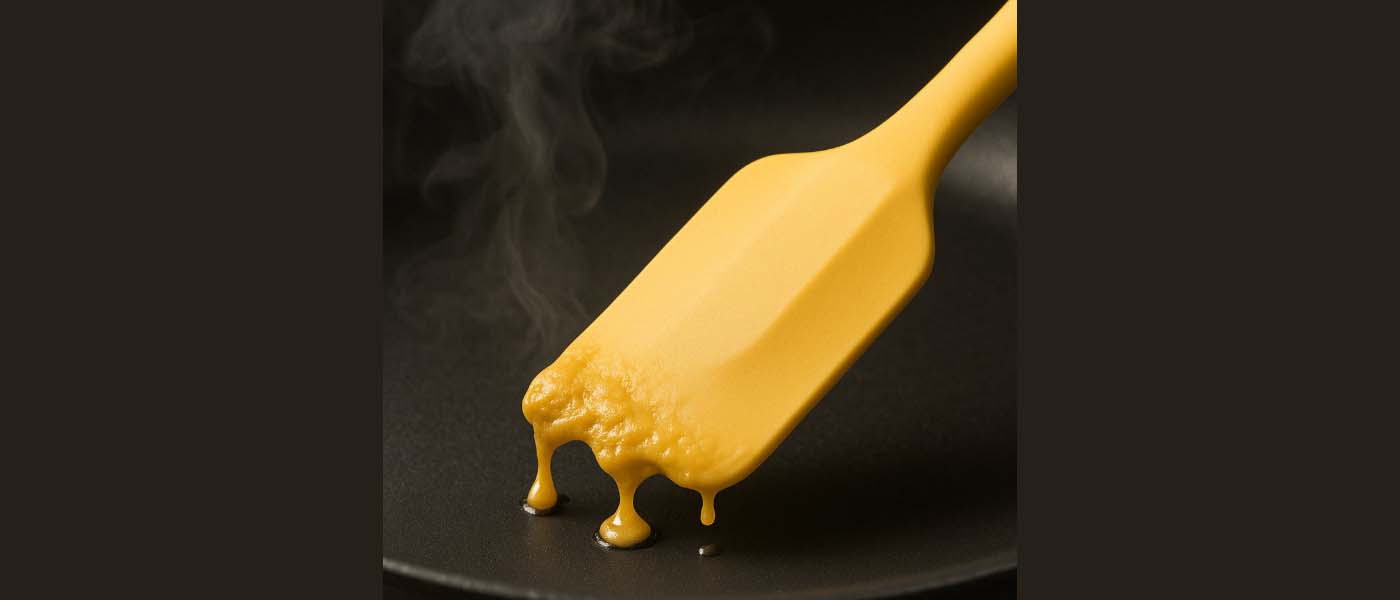Spatula silikon yang meleleh