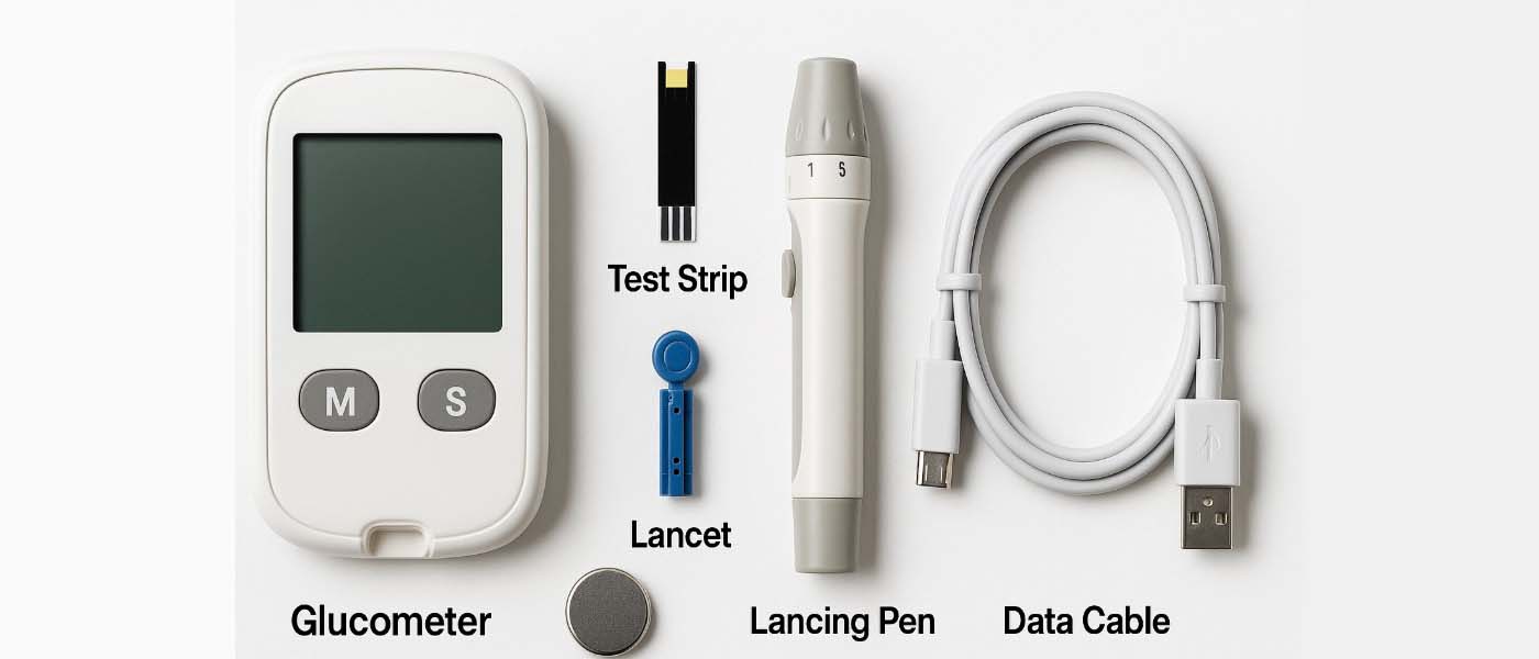 Bagian-bagian utama glucometer dan fungsinya