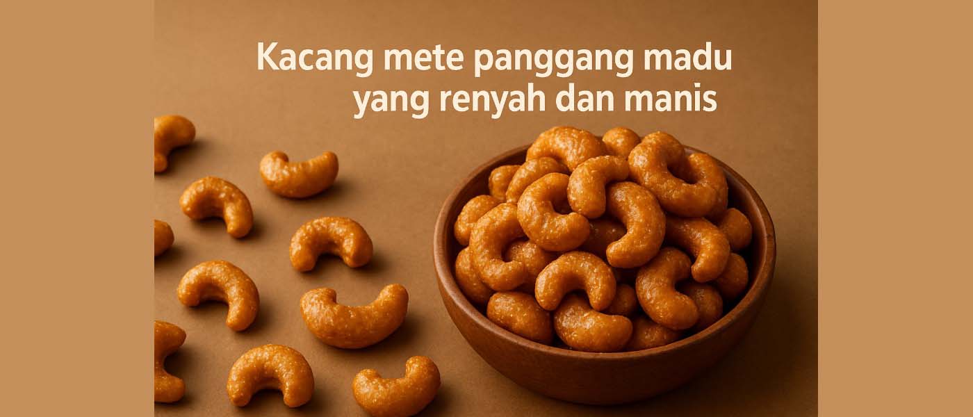 Kacang mete panggang madu yang renyah dan manis