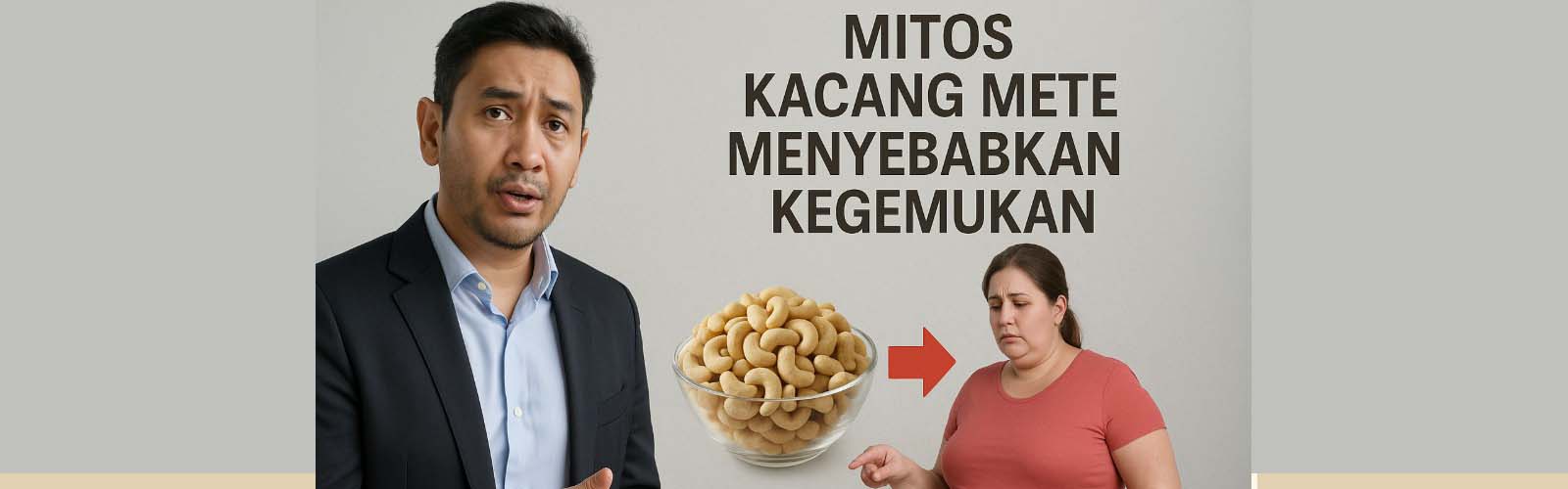 Ilustrasi mitos kacang mete menyebabkan kegemukan