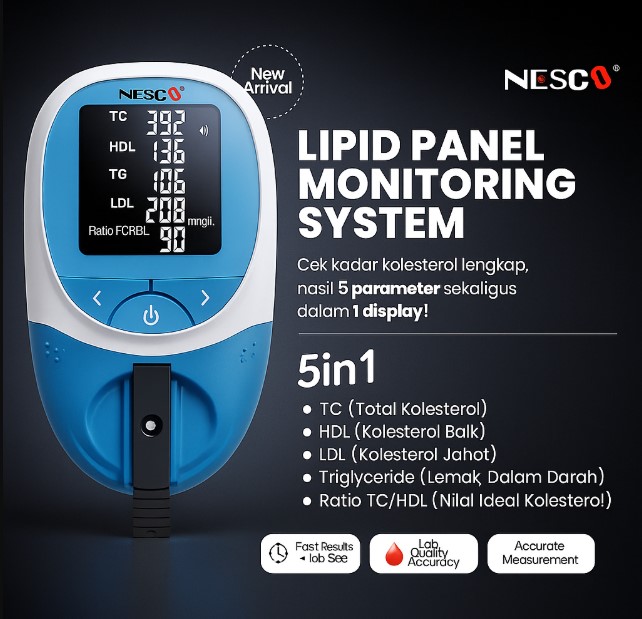 Nesco Lipid Monitoring - Alat Cek Kolesterol Lengkap 5 In 1