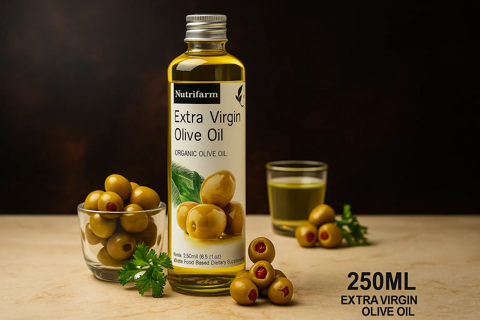 Nutrifarm Extra Virgin Olive Oil 250ml - Minyak Zaitun Asli untuk Masak dan Kecantikan