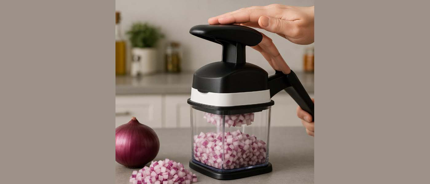 Alat pemotong sayuran sistem tuas tekan