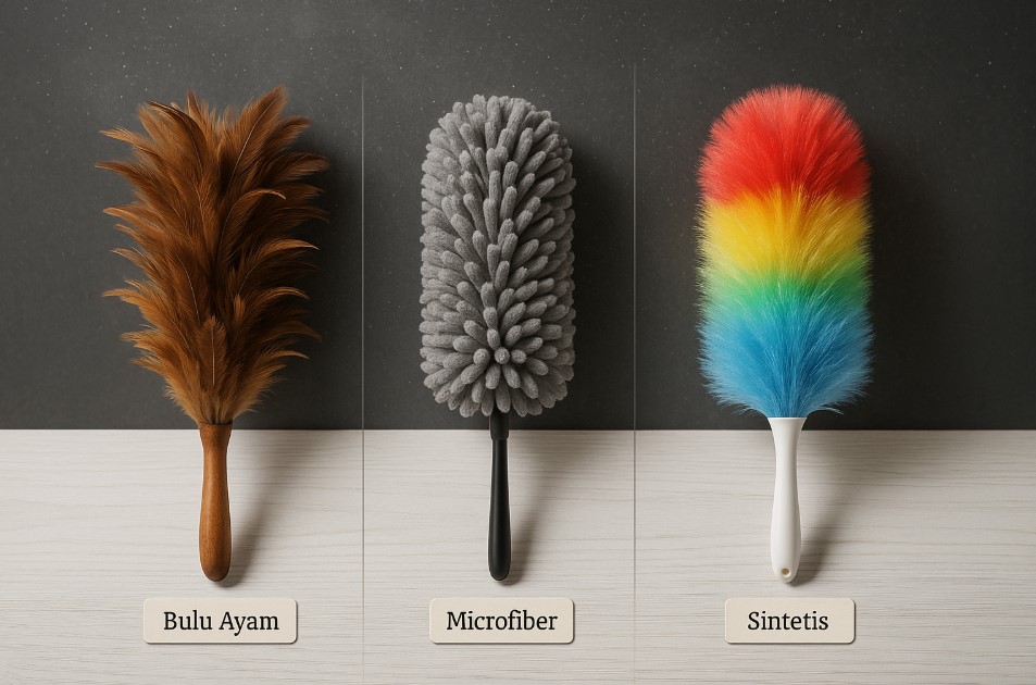 Perbandingan Bahan Kemoceng: Bulu Ayam vs Microfiber vs Bahan Sintetis