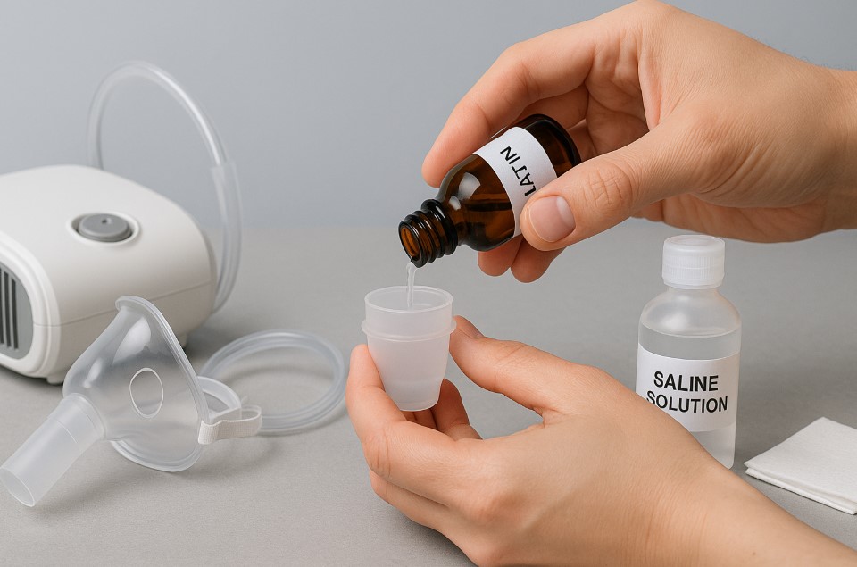 Persiapan obat dan alat nebulizer sebelum digunakan