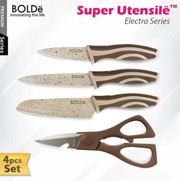 BOLDe Set 3 Pisau dan 1 Gunting - Set Pisau Dapur Lengkap