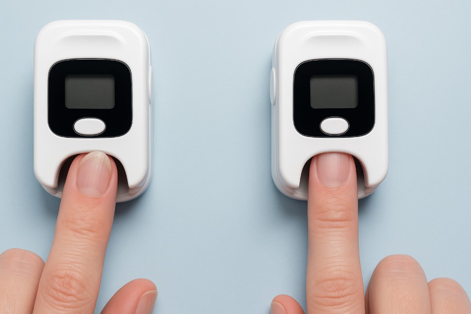 Posisi jari yang salah dan benar saat menggunakan oximeter