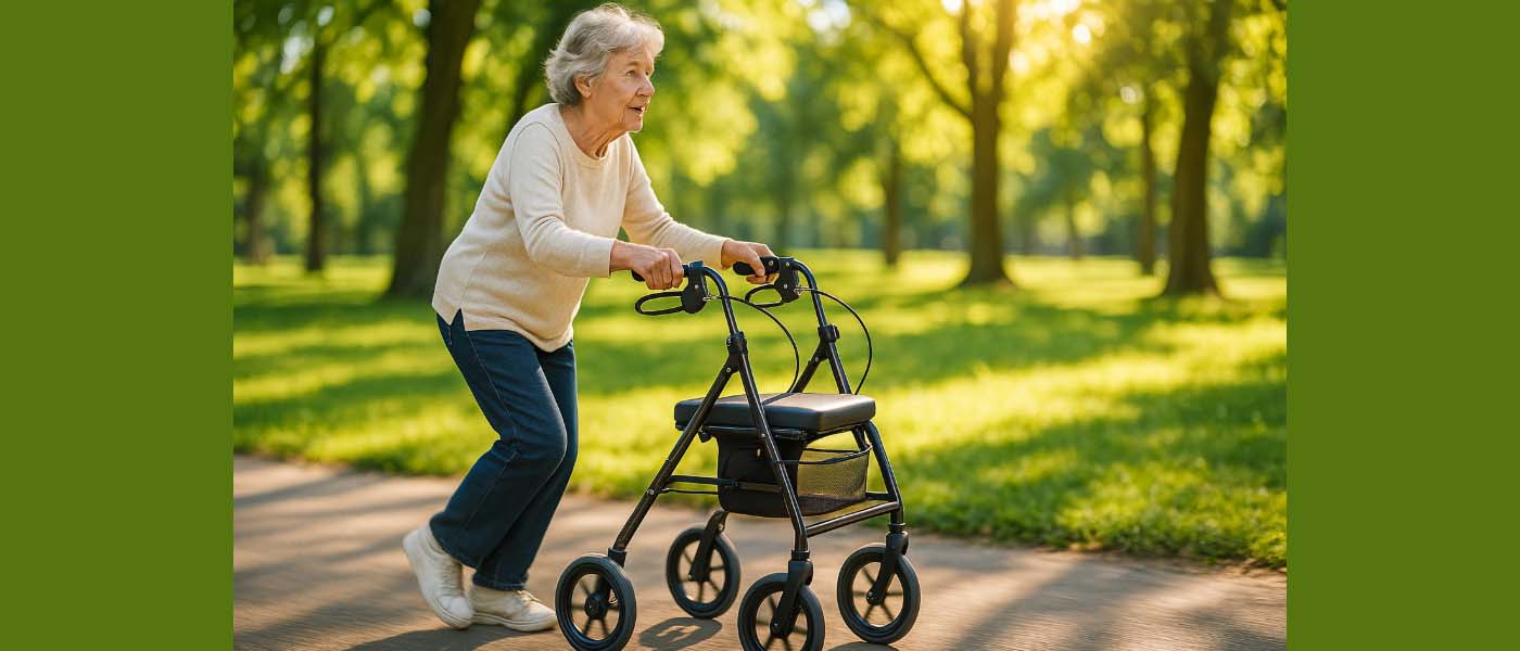 Rollator walker dengan roda