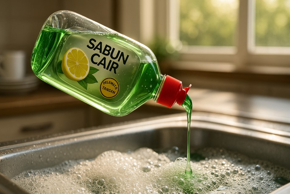 Sabun cuci piring cair dalam botol