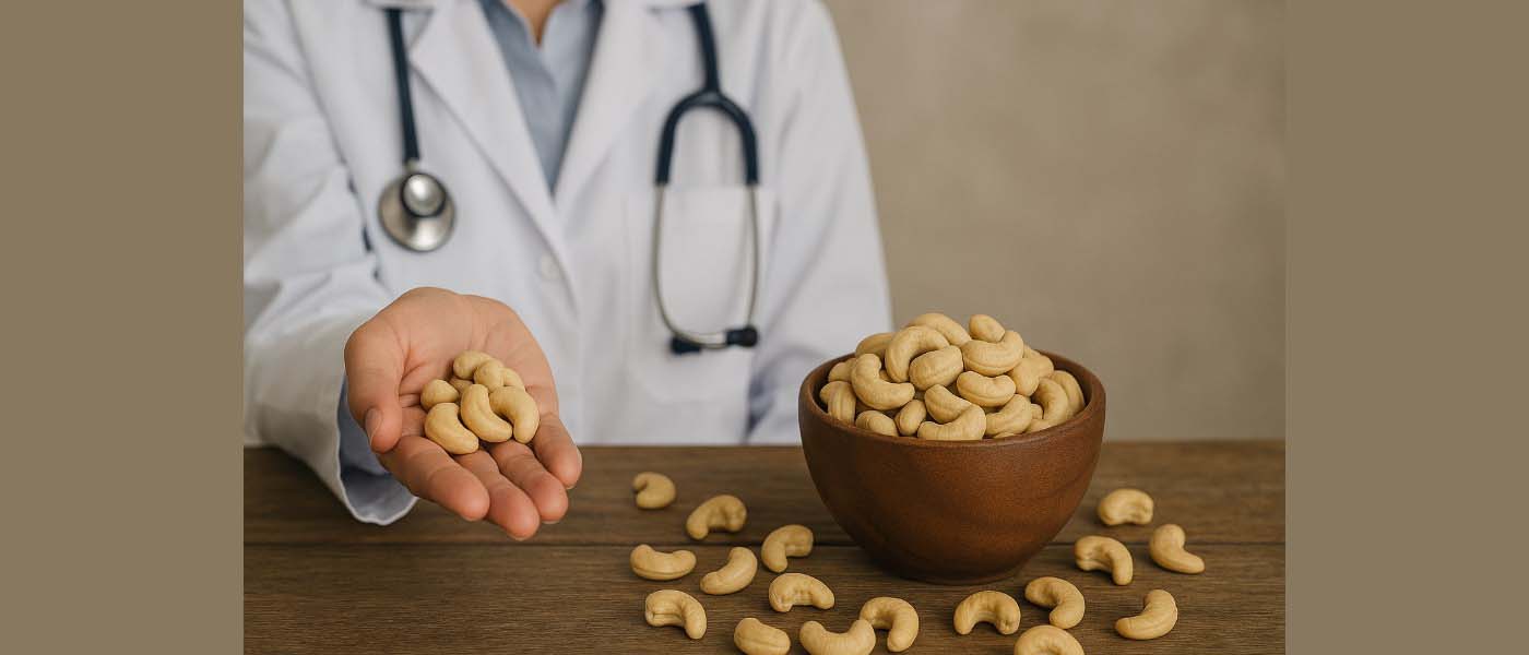 Satu genggam kacang mete sebagai porsi diet