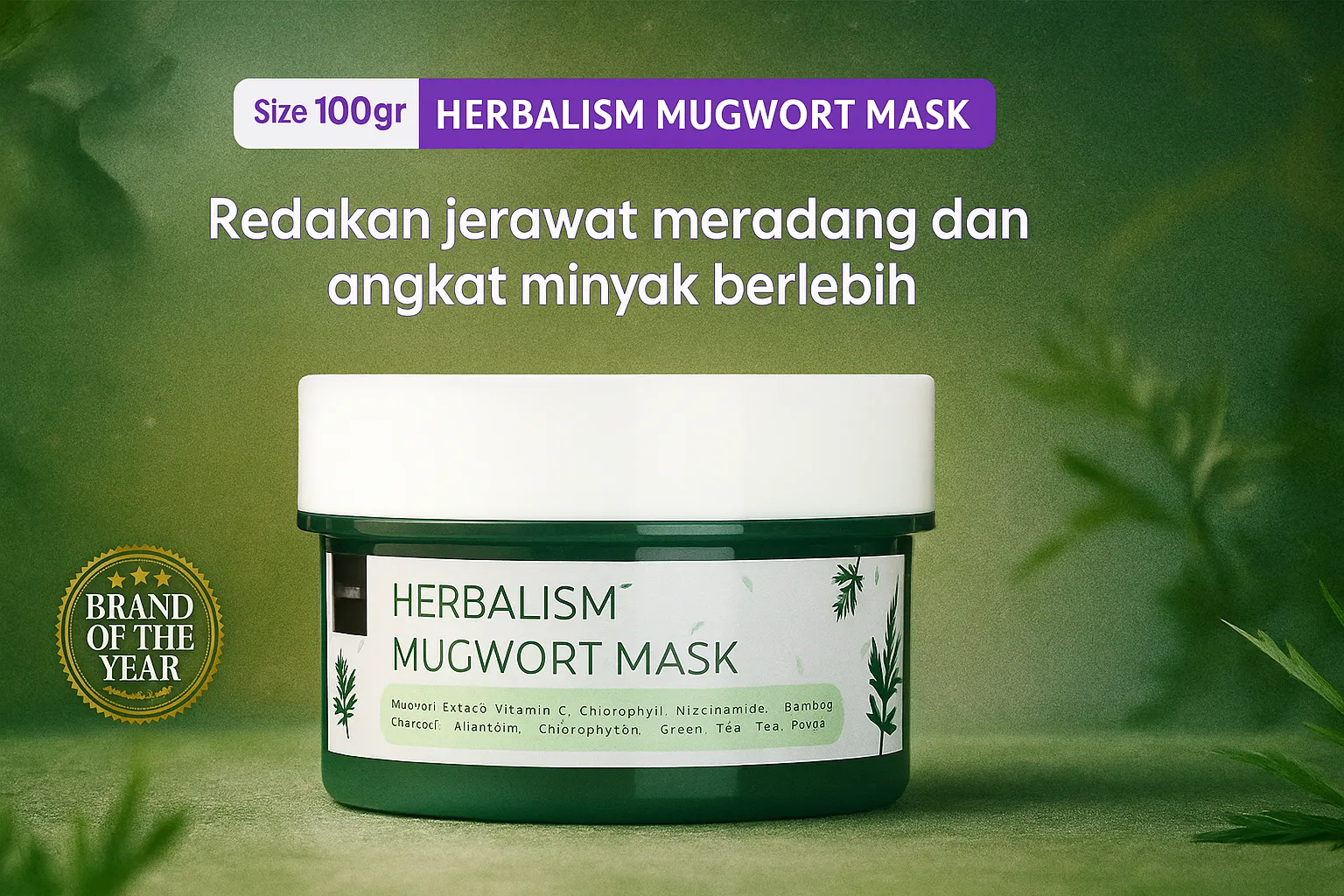 Scarlett Whitening Herbalism Mugwort Mask - Masker Mugwort untuk Kulit Berjerawat