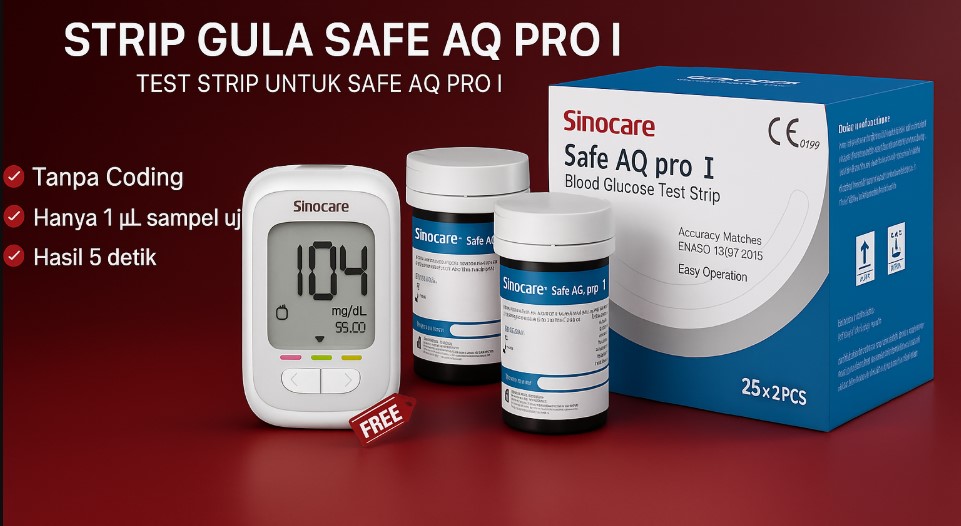 Sinocare Safe Aq Pro - Glucometer Digital Akurat dengan Hasil Cepat