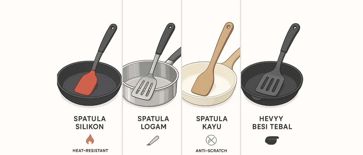 Spatula untuk menggoreng dengan ujung tipis dan fleksibel