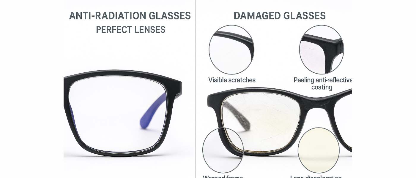 Tanda fisik kacamata anti radiasi rusak