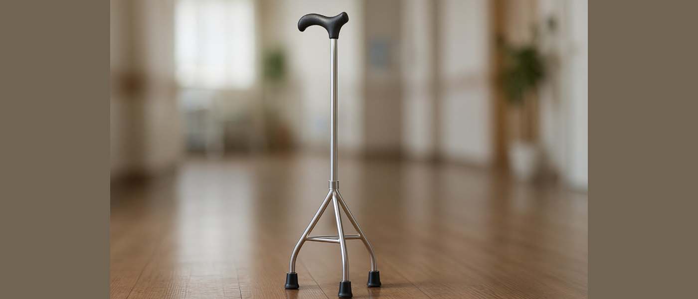 Tongkat tripod dengan tiga kaki penyangga